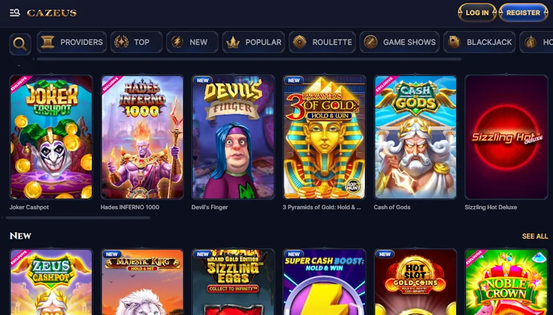 Cazeus Casino games